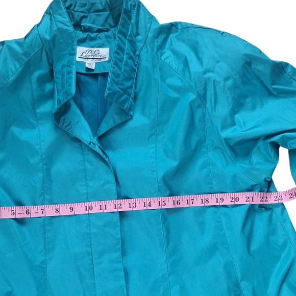 Vintage 80s Lightweight Teal A-Line Swing Jacket Women’s 7/8 Spring Summer Coat - Picture 6 of 8
